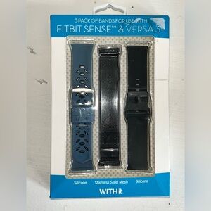 Fitbit Sense & Versa 3 Band Trio - Black and Blue